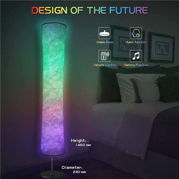 Floor Lamp, RGB Color Changing Led Lamp, Smart Lamp Alexa APP Control, Modern - Picture 6 of 6